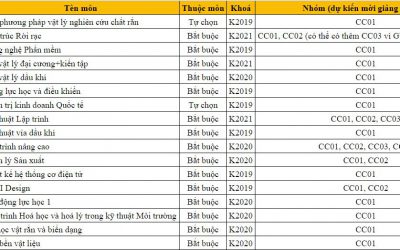 Danh sách môn và nhóm môn có GVNN tham gia giảng dạy HK212