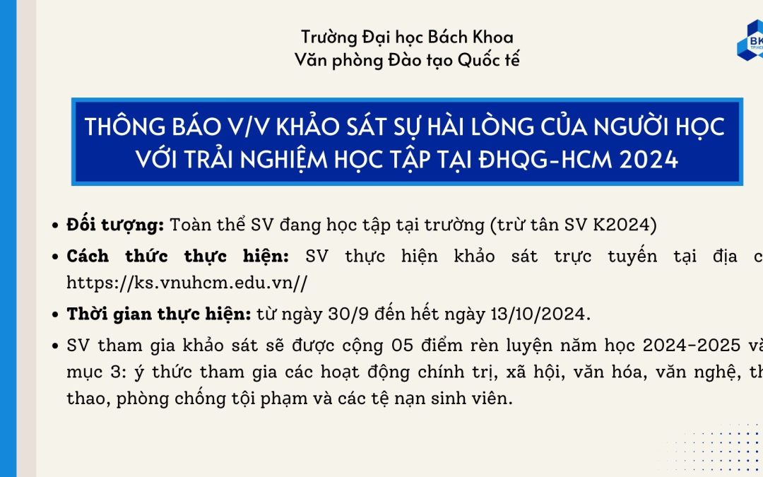 ĐÁNH GIÁ SỰ HÀI LÒNG CỦA NGƯỜI HỌC VỚI TRẢI NGHIỆM HỌC TẬP TẠI ĐHQG-HCM