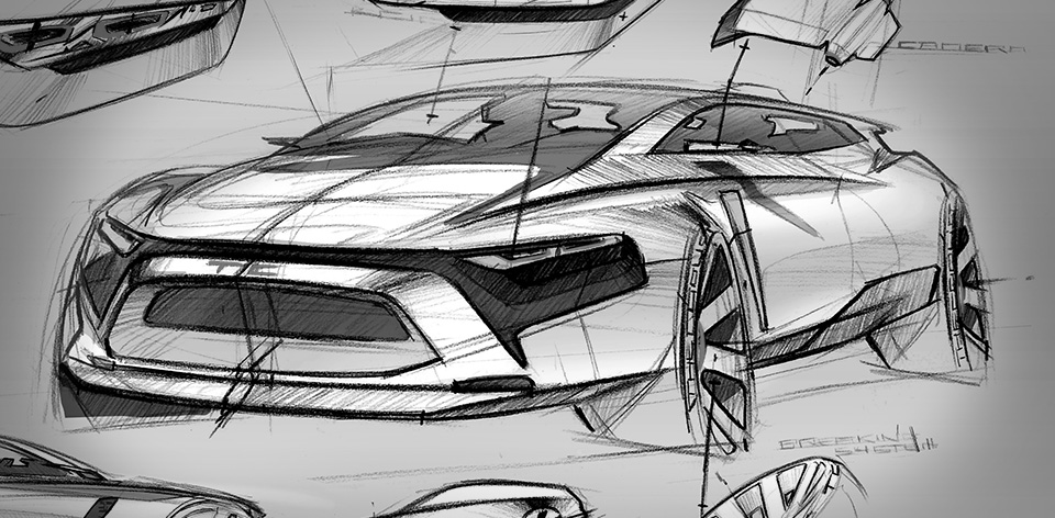 Premium AI Image | Sketchbook with multitude of sketches and designs for future  cars created with generative ai
