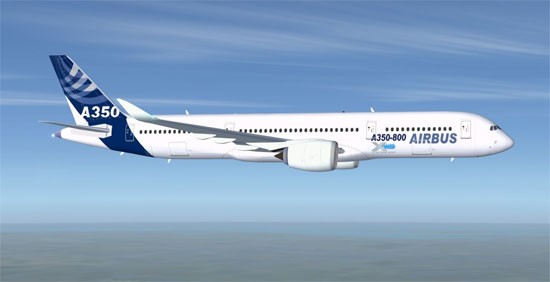 Airbus A350 XWB sử dụng vật liệu composite.